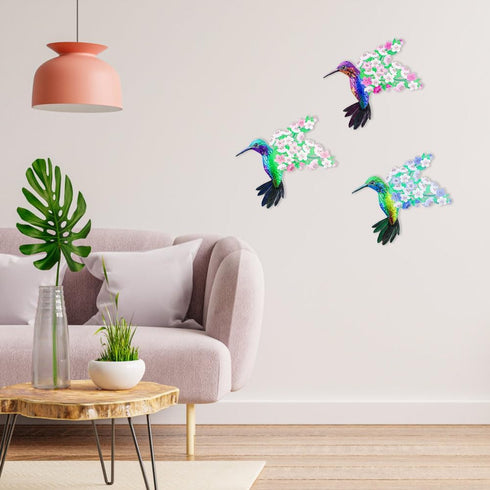 Metal Hummingbird Wall Decor, 12" Large Hanging Metal Birds Outdoor Wall Decor Art, Flowers Wings Hummingbird Decor for Garden Yard Patio Fence Li...