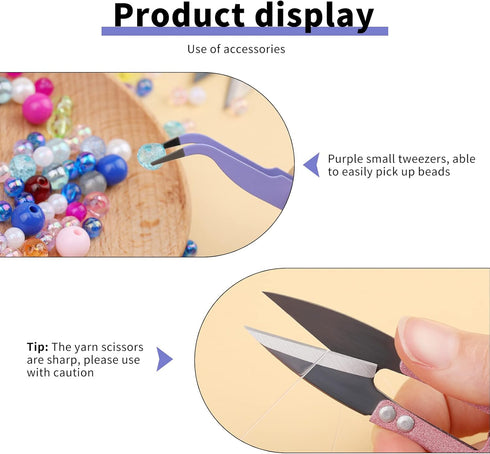 58 PCS Beading Needles Set for Jewelry Making includes 8 Pcs Big Eye Beading, 40 Pcs Hand-Sewing Beading Needles, Yarn Scissors, Threader, Tweezer...