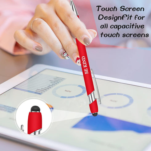 Zonon 12 Pieces Inspirational Motivational Quotes Ballpoint Pens with Stylus Tip Fine Point Smooth Writing Pens Metal Black Ink Pens Stylus Pen Se...