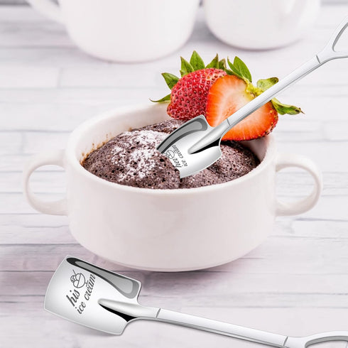 PRSTENLY Gifts for Him Her, 2 Pcs His and Hers Ice Cream Spoons Boyfriend Girlfriend Couples Gift Ideas, Anniversary Engagement Birthday Valentine...