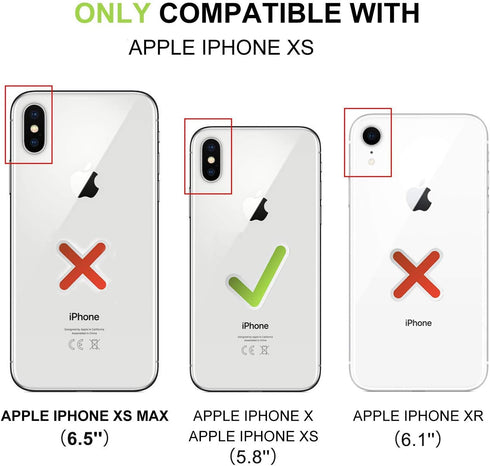 for iPhone x/xs with Card Holder,Credit Card Slot Protective Wallet Case (Black)...