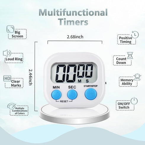 Timers 4 Pack Digital Kitchen Timer Magnetic Digital Timer with Big Display Loud Ring Cooking Timers for Kitchen Electronic Timer for Classroom, G...