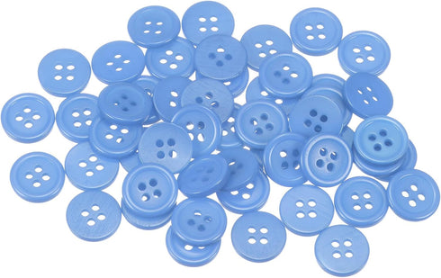 50pcs 20L Sewing Buttons 1/2"(12.5mm) Resin Round Flat 4-Hole Craft Buttons for Sewing Clothing and DIY, Light Blue...