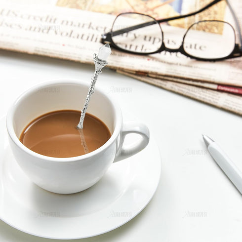 AUEAR, Retro Crystal Antique Alloy Spoon Coffee Tea Spoon Dessert Mini Ice Cream Decorative Spoons Set for Home Office (5 Pack)...