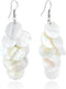 AeraVida Enchanting Cluster of White Kabibe Shell Circles Handcrafted Dangle Earrings, 1.22x2.83 in...