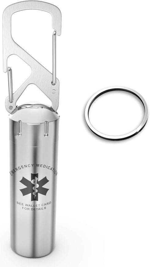 Divoti Precision CNC Machined Stainless Steel Emergency Pill Holder Keychain - Large/Caduceus...