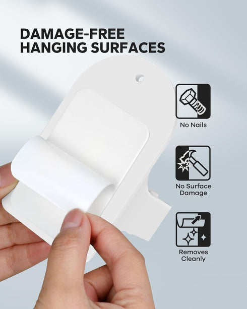 Plastic Broom Holder Wall Mount, White, 4 Count...