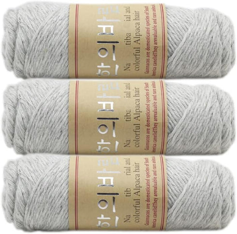 3 Balls Thick Warm Alpaca Wool Mink Cashmere Knitting Yarn for Crocheting Hand-Woven 300g (Light Gray)...
