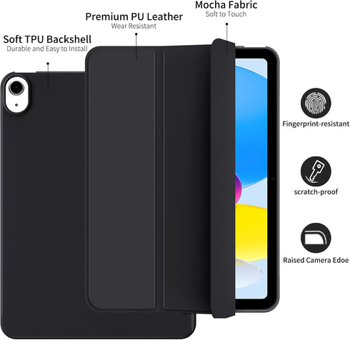 iPad 10th Generation Case, Auto Wake&Sleep iPad Cover 10th Generation Case, Slim Trifold Stand TPU Back Shell Case for iPad 10th Gen 10.9 inch, Li...