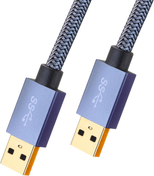 6 ft USB 3.0 A Male to A Male Cable,USB 3.0 to USB 3.0 Cable Nylon Braid USB Male to Male Cable Double End USB Cord Compatible with Hard Drive Enc...