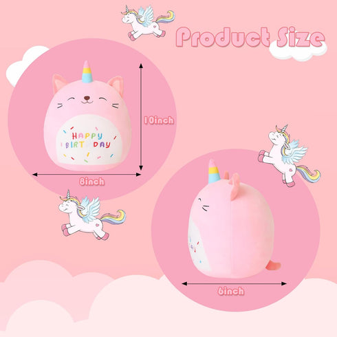 SQEQE Cat Plush Toy Unicorn Cat Stuffed Animal Cute Birthday Cat Plushies Pillow Soft Plushie Doll Gifts for Kid Decor(Pink Caticorn, 10 Inch)...