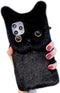 SGVAHY Furry Case for iPhone 7/8/SE2/SE3 Cute Cat Black Fur Fluffy Soft Warm Plush Fuzzy with Bling Glitter Protective Case for Women Girls...