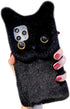 SGVAHY Furry Case for iPhone 7/8/SE2/SE3 Cute Cat Black Fur Fluffy Soft Warm Plush Fuzzy with Bling Glitter Protective Case for Women Girls...