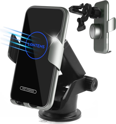 15W Fast Car Mount Charger, Charging Wireless Car Charger Phone Mount Phone Stand, Car Charger for iPhone 15 14 13 12 11 Pro Max, Samsung etc Wind...