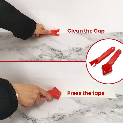 SNAILGARDEN 2 Rolls Bath Sealant Strip, Acrylic Adhesive Caulk Strip with 2Pcs Caulking Tools, White Seal Strip Waterproof Sealant Tape for Bathro...
