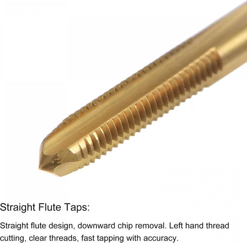 uxcell Straight Flute Taps, M4 x 0.7 Metric Left Hand Titanium Coated M35 Cobalt High Speed Steel Machine Tapping Screw Thread Milling Tap Machini...