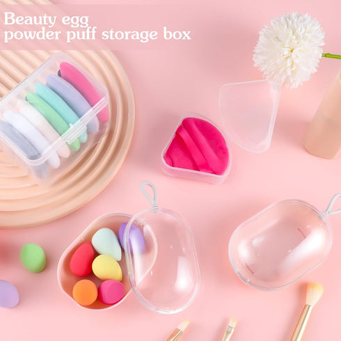 4 Pcs Makeup Sponge Holder Case, Beauty Blender Holder Cosmetic Egg Makeup Sponge Powder Puff Protective Container Storage Box for Travel (Transpa...