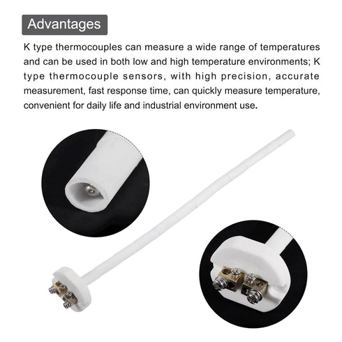MECCANIXITY K Type Ceramic Kiln Furnace Probe Thermocouple Sensor for Muffle Furnace Oven, High Temperature -50 to 1300°C(-58 to 2372°F) 1.5x300mm...