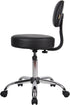 Boss Office Products Be Well Medical Spa Stool with Back in Vinyl, Black...