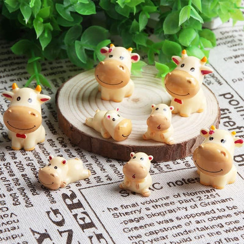Opexicos 8Pcs Cow Family Miniature Landscape Ornaments Garden Bonsai Decorations...