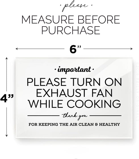 4x6 Inches, Please Turn Exhaust Fan On While Cooking ~ Designer Sign ~ Ready to Stick ~ Premium Finish, Durable (1)...