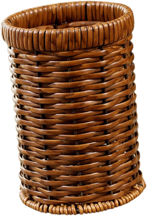 Imitation Rattan Chopstick Holder Rattan Silverware Utensil Drying Rack Silverware Dryer Rack Wicker Pencil Brush Cup Woven Utensil Holder Flatwar...
