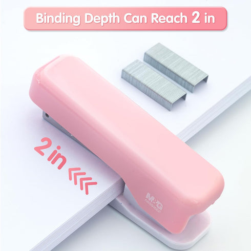 M&G Stapler Desktop Stapler, Small Cute Stapler with 1000 Staples, 20 Sheet Capacity, Portable Basic Staplers for Office School Home (Pink)...