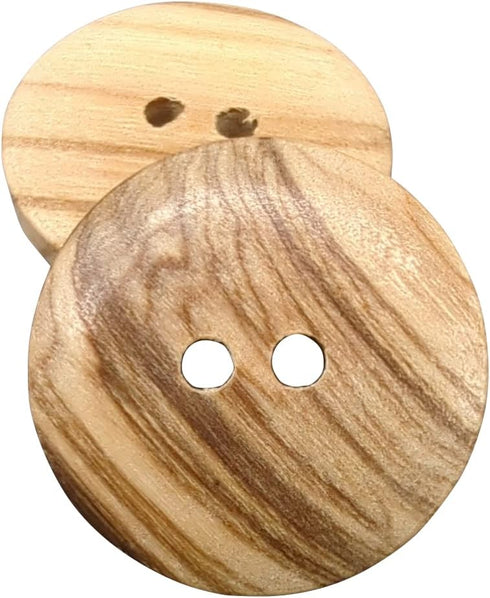 Olive Wood Buttons - 2 Holes / 5 Sizes - Reversible (12, 15, 18, 20 y 25 mm) - Manufactured in Europe (20 mm)...