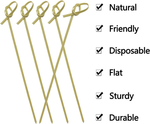 BLUE TOP Bamboo Cocktail Picks 100 PCS Bamboo Skewers 6 Inch with Looped Knot, Food Picks,Party Toothpicks for Appetizers,Cocktail Drinks,Barbecue...