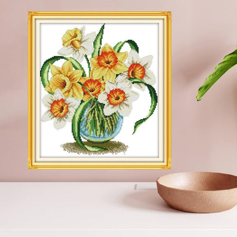 CROSSDECOR Cross Stitch Kits for Adults Beginners Full Range of Cross-Stitch Kits Stamped Embroidery Set Flower Patterns Arts Craft Kits for Home ...