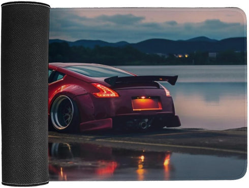 Large Mouse Pad Gaming Cool 370z Red Sport Car Jdm Sunset Reflection Desk Mat Long Big Mousepad Extended Keyboard Computer Pad Office Desk Organiz...