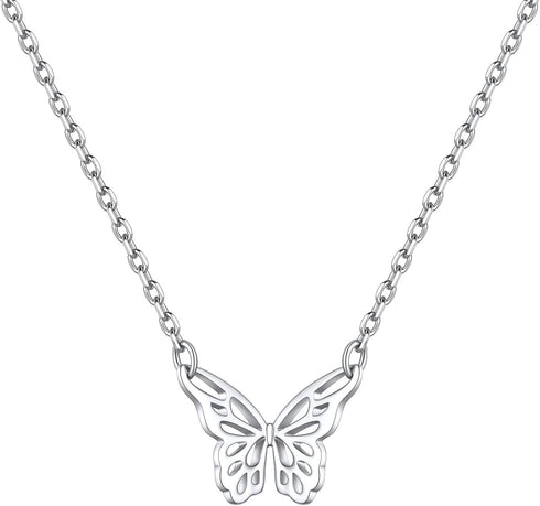 ChicSilver 925 Sterling Silver Butterfly Necklace Dainty Cute Butterfly Pendant Necklace for Women Minimalist Everyday Jewelry Christmas Gift...