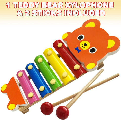 ArtCreativity Teddy Bear Xylophone, 1PC, Fun Musical Instruments for Kids, Colorful Xylophone Music Toy with 2 Sticks, Development Learning Toys f...