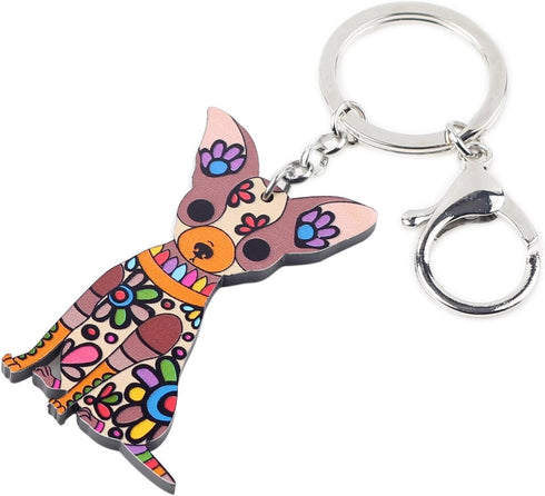 Acrylic Chihuahua Dog Key Chain Cute Keychain Accessories For Women Girl Bag Car...