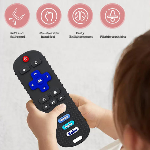 Silicone Baby Teething Toys for Babies 0-18 Months,Baby Silicone Chew Toys,Remote Control Shape Teething Toys,BPA Free(L-Black)...