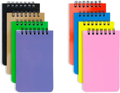 8 Pack Pocket Notebook Small 3x5 Waterproof Spiral Notepads With Lined Pages, Small Top Spiral Notebook Little Mini Memo Steno Note Pads for Outdo...