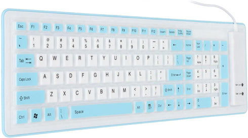 Foldable Silicone Keyboard,USB Wired Silicone Keyboard,103 Keys Waterproof Rollup Keyboard,Soft Touch Keyboard for PC,Laptop,Notebook(blue)...