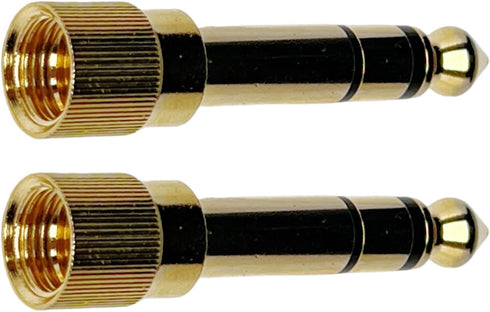 CESS 2-Pack 1/4" Stereo Phone Screw-On Adapter - Male 1/8" to Male 1/4" - 3.5mm Stereo to 6.35mm Stereo...