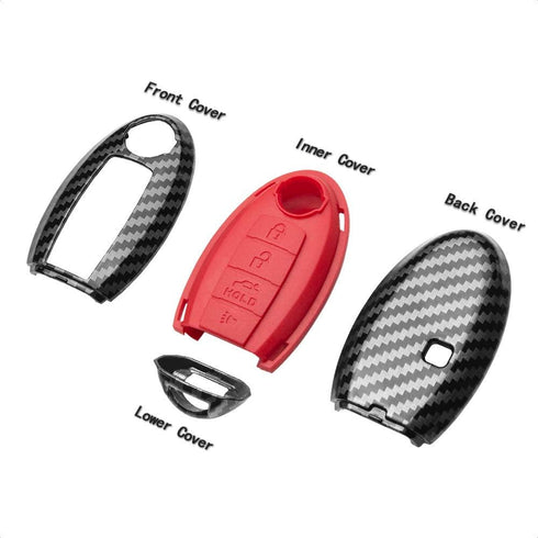 TANGSEN Key Fob Case Red Cover Compatible with Infiniti EX FX X G JX M Q QX Series Altima Coupe Armada GTR Maxima Murano Cross CABRIOLET Pathfinde...