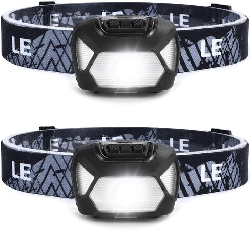 LE 320015 Battery Powered Headlamp - 1500Lux Super Bright LED Head Lamp with Red Light, IPX4 Waterproof Headlights for Outdoor Camping, Hiking, Hu...