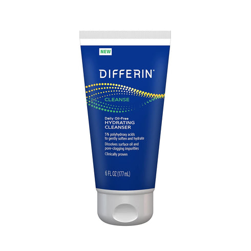 Differin Facial Cleanser, Daily Oil Free Hydrating Face Wash by the makers of Differin Gel, Gentle Skin Care for Acne Prone Skin, PHAs, 6 Oz....