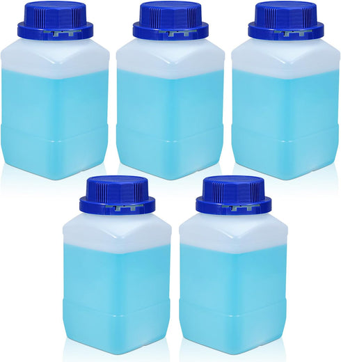 16.9oz Plastic Lab Chemical Reagent Bottles, Square Sample Storage Container, Plastic Chemical Container Bottle with Anti-theft Cap, Wide Mouth Sa...