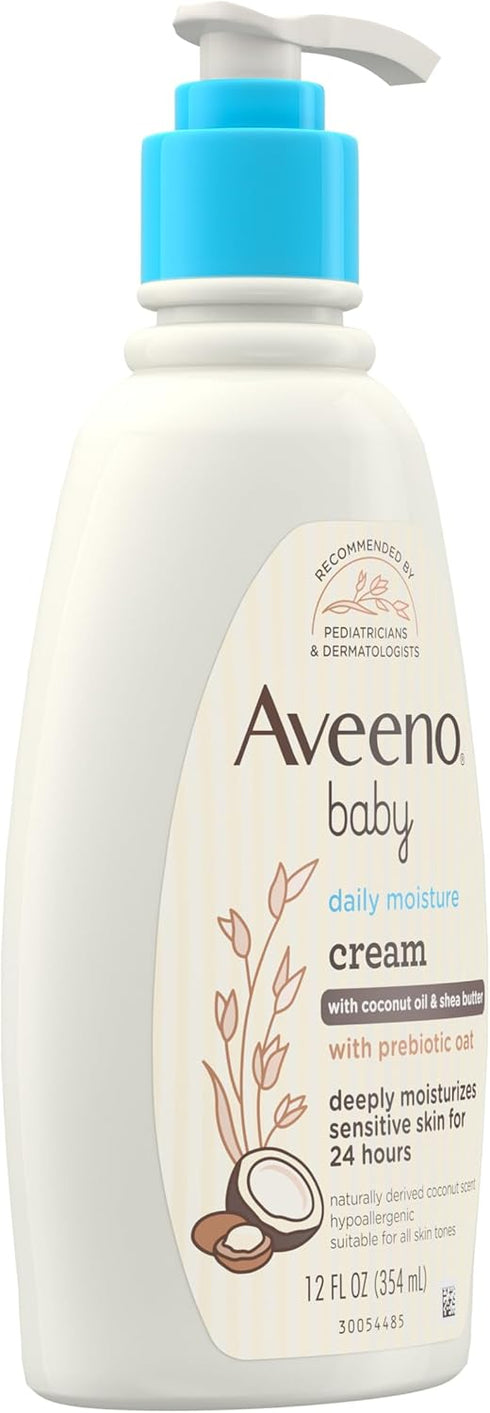 Aveeno Baby Daily Moisturizing Cream with Prebiotic Oat, Hypoallergenic Baby Lotion with Coconut Oil & Shea Butter Moisturizes Sensitive Skin for ...