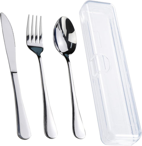 4PCS Premium Travel Utensils With Case, Stainless Steel Reusable Portable Utensils Set With Case, Lengnoyp Travel Silverware Set With Case for Lun...