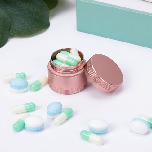 Small Daily Pill Case Pill Box - Portable Metal Pill Container for Pocket Purse, Single Waterproof Pill Holder for Vitamins, Cod Liver Oil, Medici...