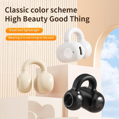 Single Non in Ear Wireless Headphones, Lightweight Earclip Bluetooth Headsets, Touch Control Business Sports Earphones with Microphone (Skin Color...