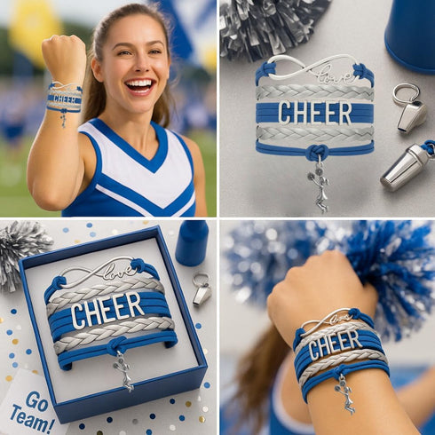 Sportybella Cheer Charm Bracelet- Girls Infinity Love Adjustable Cheerleading Jewelry in Team Colors For Cheerleaders (Orange/Black)...