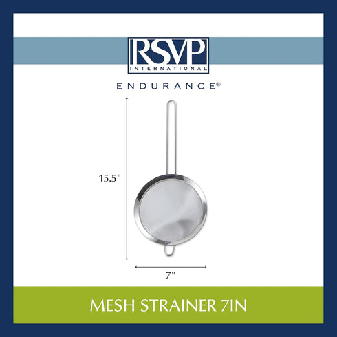 RSVP International Endurance Kitchen Collection, Stainless Steel Fine Mesh Conical Sieve/Colander, Multi-Purpose for Cooking, Baking, Loose Leaf T...