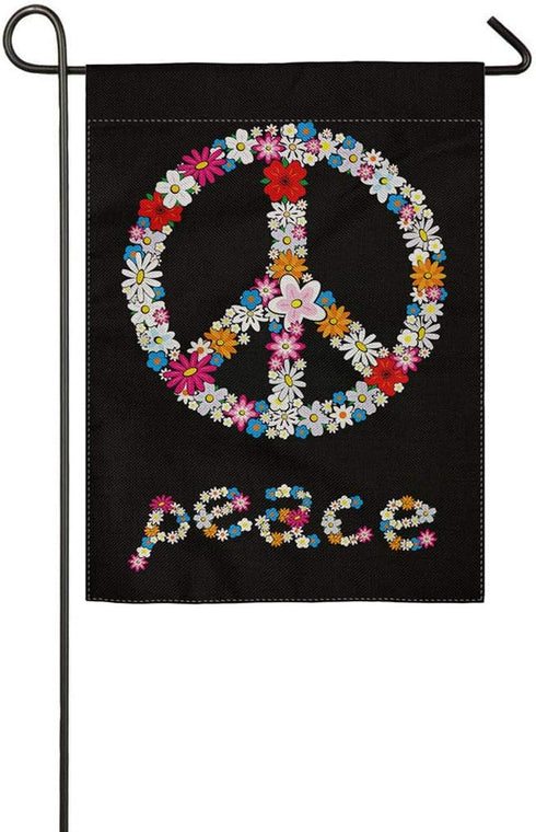 Double Sided Spring Peace Sign Flower Symbol Burlap Garden Flag Banner 12.5"x18" for Outdoor Home Garden Flower Pot Decor...