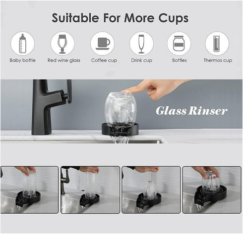 Glass Rinser for Kitchen Sink - Quick Faucet Cup Washer for Sink with Complete Kit, Ideal Cleaner for Cups, Baby Bottles, Kitchenware and Bar Glas...